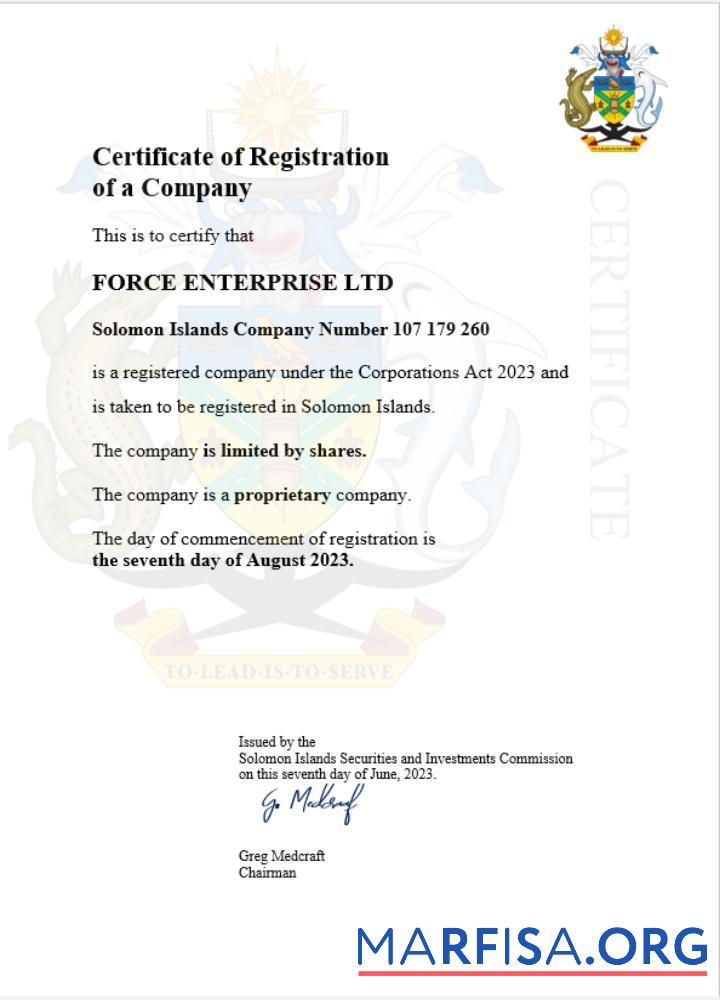 Printable Solomon Islands business registration certificate Word and PDF template